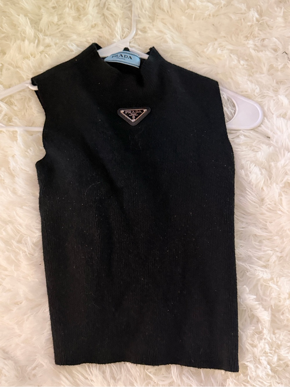 Prada Black Knit Shell with Triangle Logo